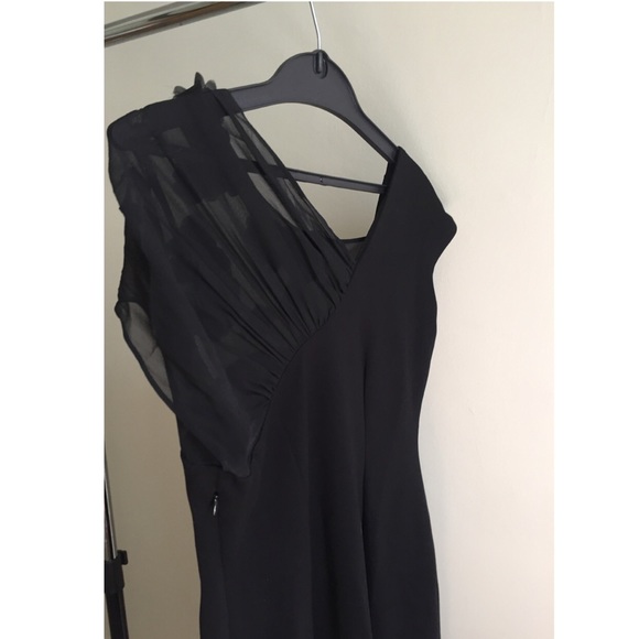 NWT Taylor Silk One Sleeve Black Dress - Picture 2 of 7